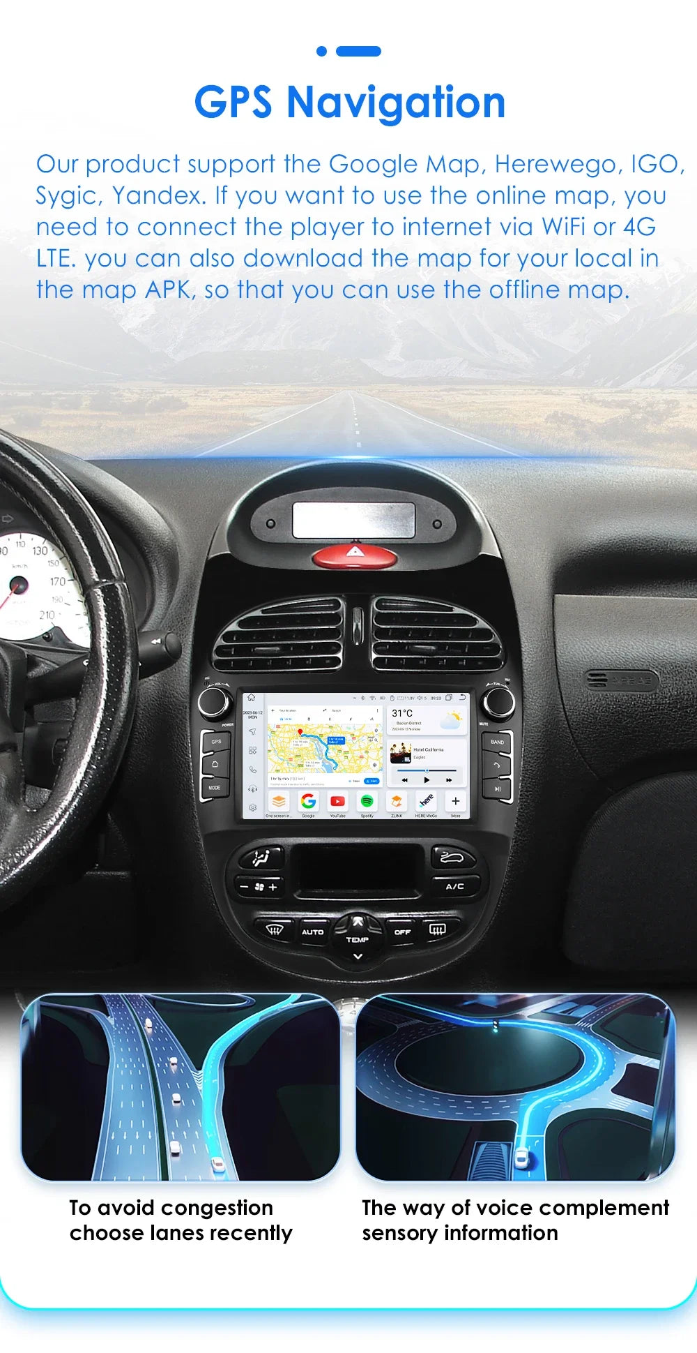 7862 Android Car Radio Player for Peugeot 206 206CC 206SW 2000 -2008 Car Stereo Multimedia Audio Wireless Carplay 7inch headunit