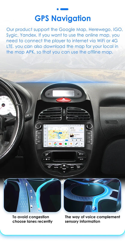 7862 Android Car Radio Player for Peugeot 206 206CC 206SW 2000 -2008 Car Stereo Multimedia Audio Wireless Carplay 7inch headunit