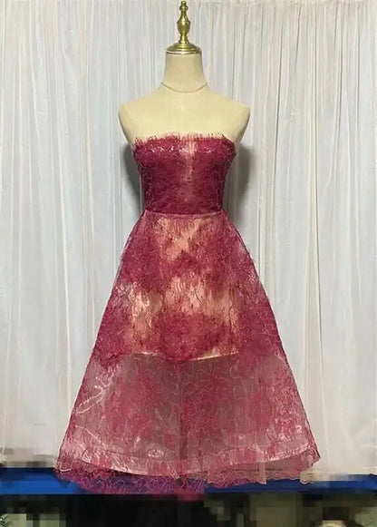 UCXQ Korean Style 3D Flower Sequin Lace Strapless Dress Elegant Multi-color Mesh Long Dresses Women 2025 New Spring Summer A7877
