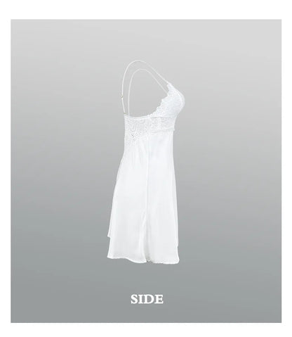 Casual Nightgown Silk Satin Sleepwear Chemise Nightdress Lady New Spring Homewear Sexy Lace Nightwear Lingerie Homedress