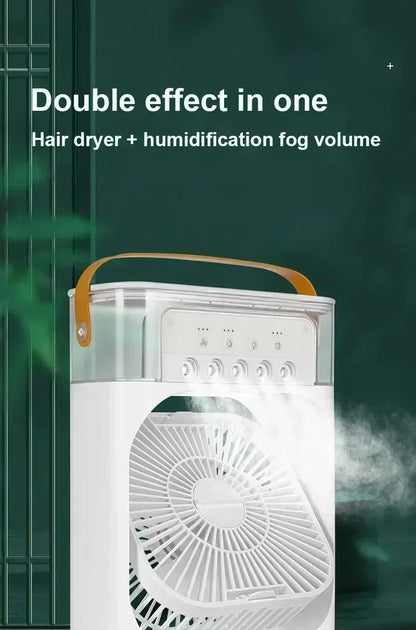 New 3 In 1 Portable Fan AIr Conditioner Household Mini Air Cooler LED Night Light Humidifier Air Adjustment Fan Office Home Fan