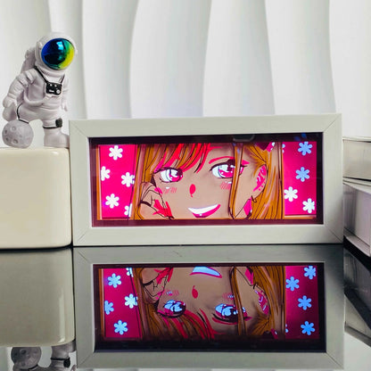 Anime Light Box Paper Cut Shadow Lightbox Wood Frame Nightlight for Child Bedroom Decor Led Night Light 3d Desk Lamp Gifts