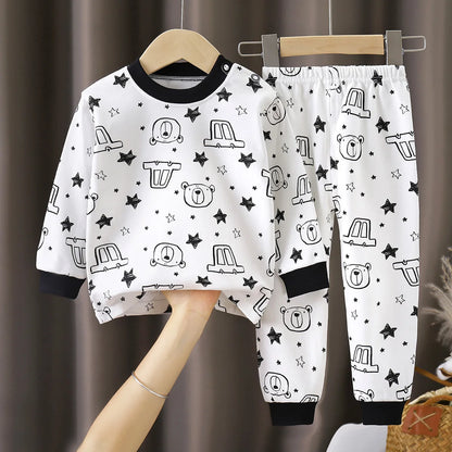 Kids Autumn Casual Pajamas Boys Girls Cute Cartoon Unicorn Long Sleeve T-Shirt + Pants Pyjamas Toddler Baby Warm Clothing Sets