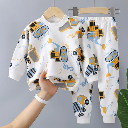 Kids Autumn Casual Pajamas Boys Girls Cute Cartoon Unicorn Long Sleeve T-Shirt + Pants Pyjamas Toddler Baby Warm Clothing Sets