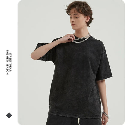 Demon Slayer Men's and Women's Washed T-Shirt Douma Summer and Spring New Anime Tee Retro Distressed Oversize Short Sleeve