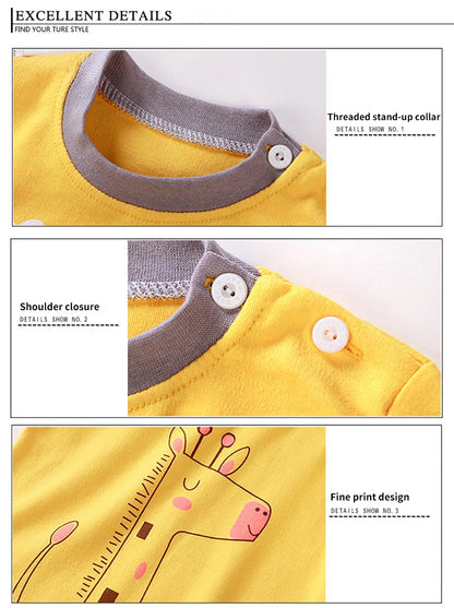 Spring Autumn Kids Pajamas Set Unisex Children Dino Bear Animal Cartoon Sleepwear Boys and Girls Homewear Casual Clothing 1-10Y