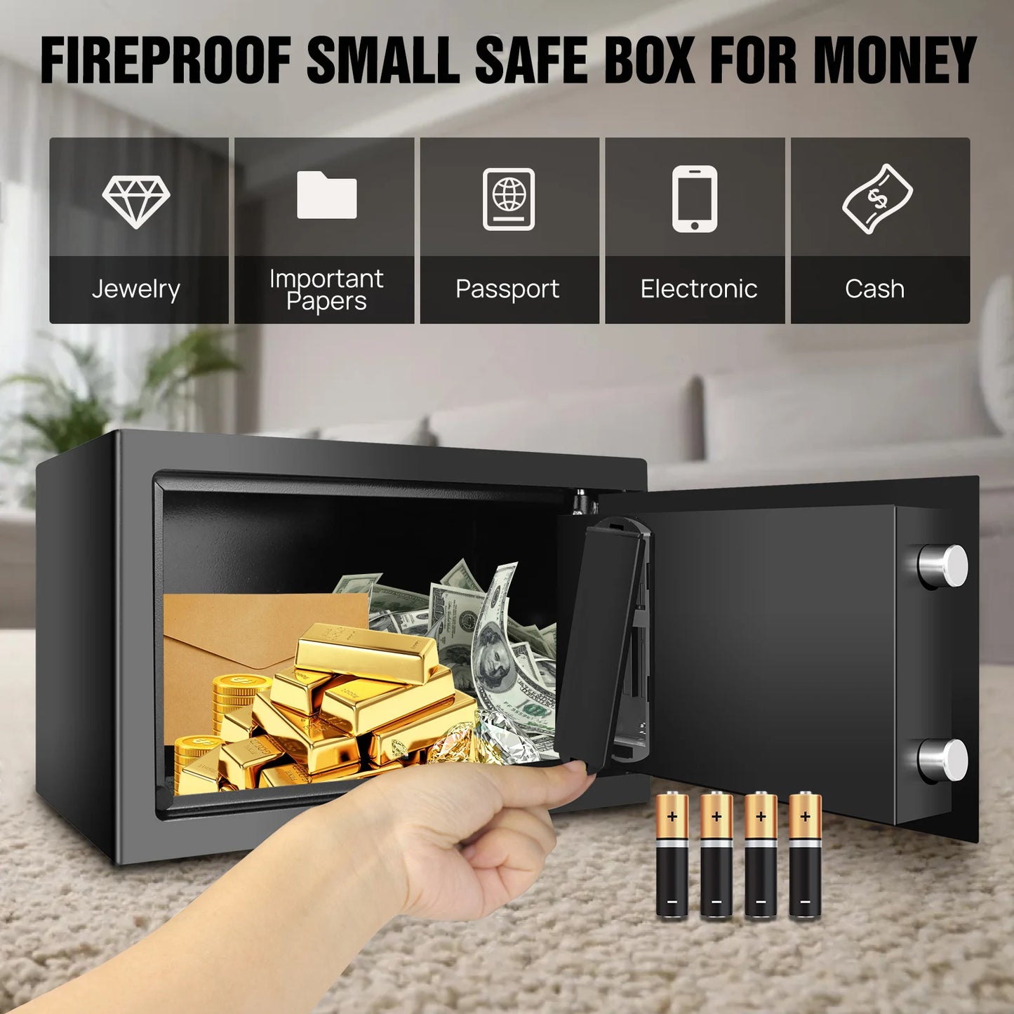 BRlEFNESs Dual Key Digital ock Heavy Duty Steel Anti-Theft Safe for Corporate jlewelry, Camera, file Storage, and Cash