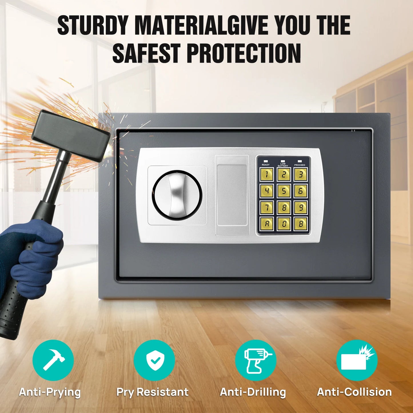 BRlEFNESs Dual Key Digital ock Heavy Duty Steel Anti-Theft Safe for Corporate jlewelry, Camera, file Storage, and Cash