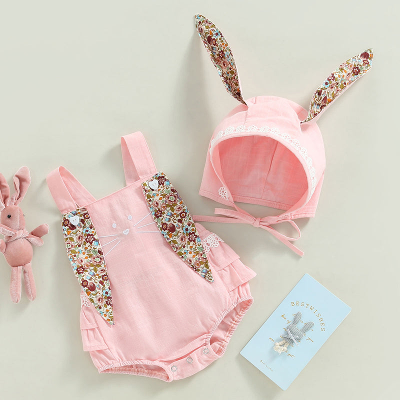 ma&baby 0-18M Easter Toddler Newborn Infant Baby Girl Romper Cute Floral Bunny Ear Rabbit Pompom Jumpsuit Overalls D01