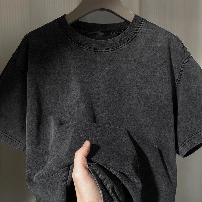 Demon Slayer Men's and Women's Washed T-Shirt Douma Summer and Spring New Anime Tee Retro Distressed Oversize Short Sleeve