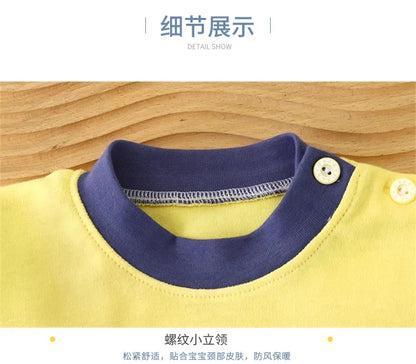 New 2024 Kids Underwear Clothing Sets Boys Girls Pure Cotton Cute Cartoon Dinosaur T-shirt Top with Pants Baby Autumn Pajamas