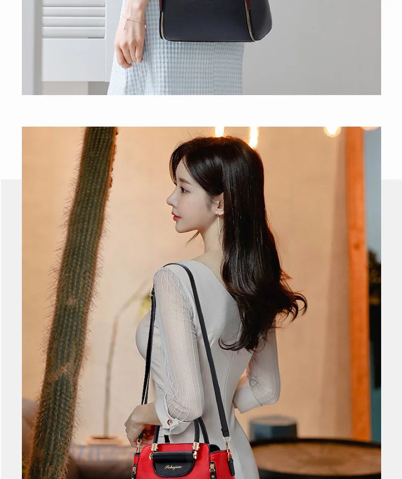 Women Color Block Handbag Large Capacity Tote Bag Fashion Shoulder Crossbody Bag Korean Style Purse