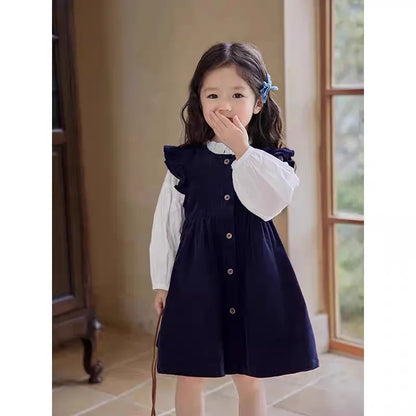 Girls’ 2-Piece Long Sleeve Top & Skirt Set – Soft Spring Autumn Outfit with Elastic Waist, Coordinated Toddler & Kids Clothes