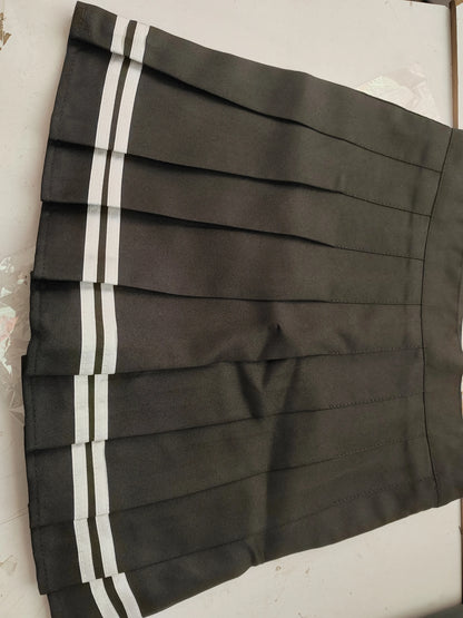Spring and summer new striped a-line skirt pleated college style high waist side zipper skirts for women students