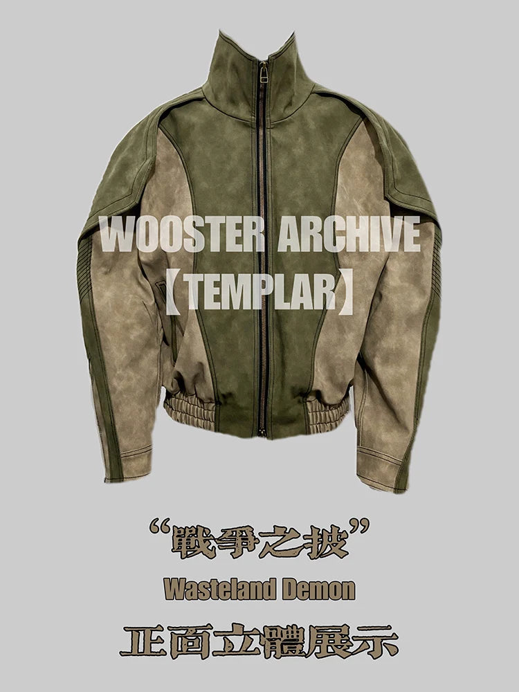 Mauroicardi Spring Autumn Cool Handsome Windproof Oversized Distressed Patchwork Pu Leather Jacket Men Zip Up European Fashion