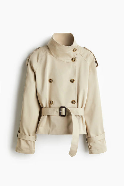 Fashion Lace Up Ruched Trench Coat Women Solid Loose Lapel Full Sleeve Jackets Female 2025 Spring Autumn Lady Commute Coats New