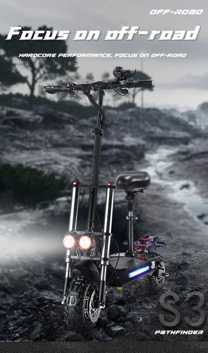 BOYUEDA S3 E-Scooter 6000W Dual Motor 60V 38AH Lithium Battery Off-road Scooters Electric 11Inch City Folding Electric Scooter