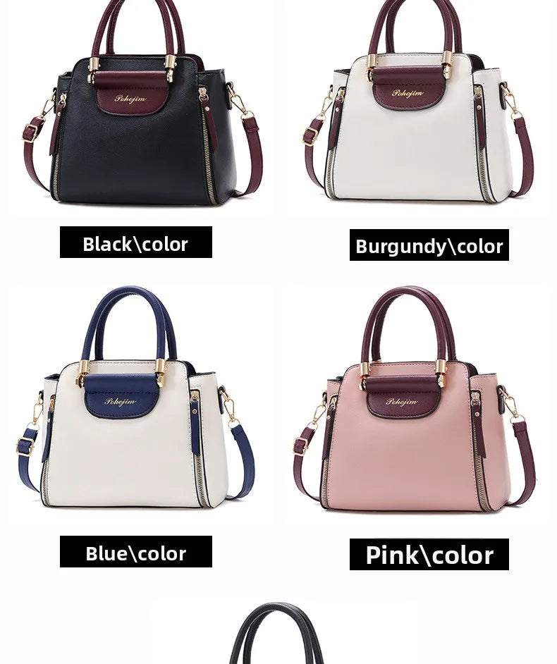 Women Color Block Handbag Large Capacity Tote Bag Fashion Shoulder Crossbody Bag Korean Style Purse