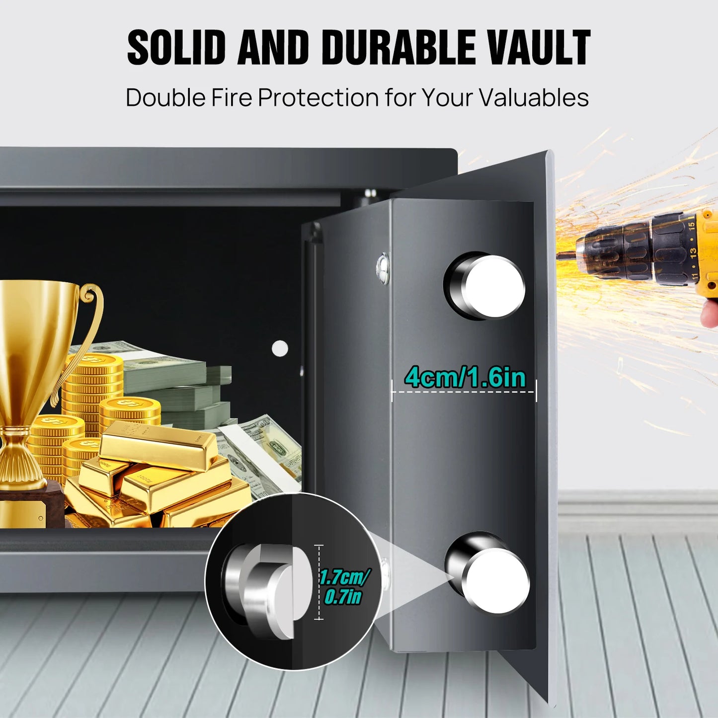 BRlEFNESs Dual Key Digital ock Heavy Duty Steel Anti-Theft Safe for Corporate jlewelry, Camera, file Storage, and Cash
