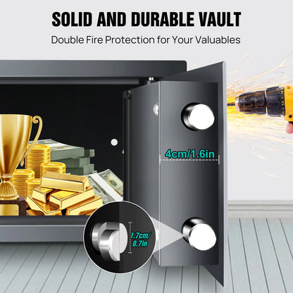 BRlEFNESs Dual Key Digital ock Heavy Duty Steel Anti-Theft Safe for Corporate jlewelry, Camera, file Storage, and Cash