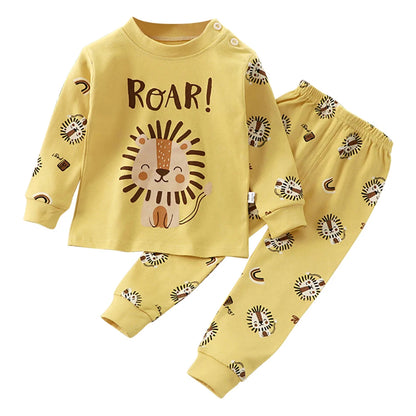 Spring Autumn Kids Pajamas Set Unisex Children Dino Bear Animal Cartoon Sleepwear Boys and Girls Homewear Casual Clothing 1-10Y
