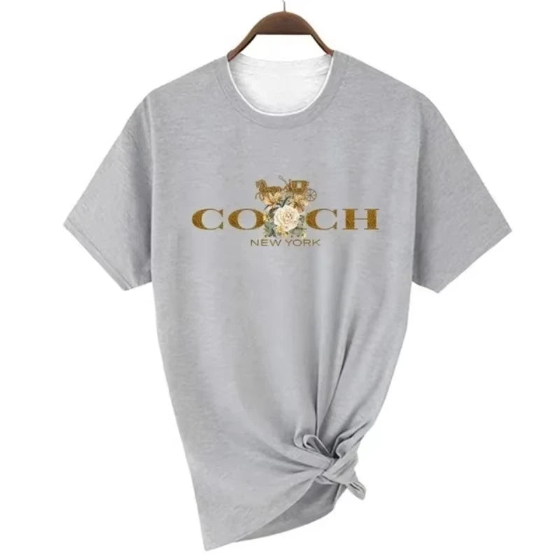 Spring/Summer 2026 Women's T-shirt Luxury Printed O-neck Top Pattern Short Sleeve Hip Hop T-shirt Women's Summer Alphabet