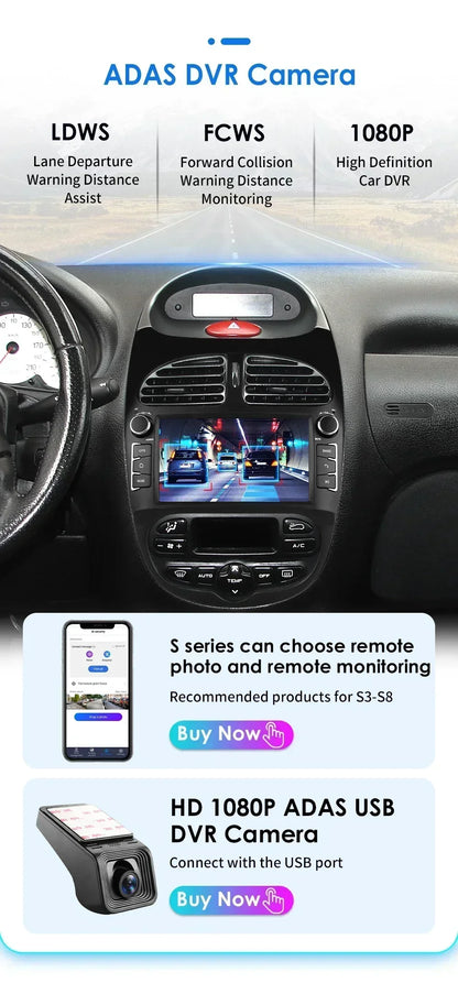 7862 Android Car Radio Player for Peugeot 206 206CC 206SW 2000 -2008 Car Stereo Multimedia Audio Wireless Carplay 7inch headunit