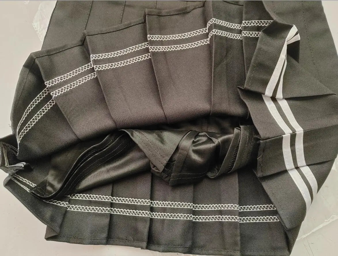 Spring and summer new striped a-line skirt pleated college style high waist side zipper skirts for women students