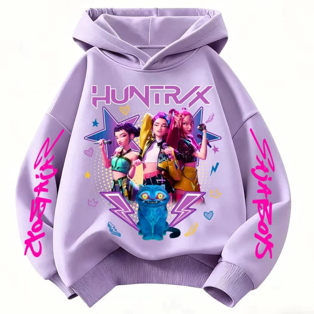 KPop Demon Hunters Huntrix Hoodie Kids Clothes Princess Girls Clothes Fashion Kids Clothes Spring and Autumn Sweatshirt Tops Fo