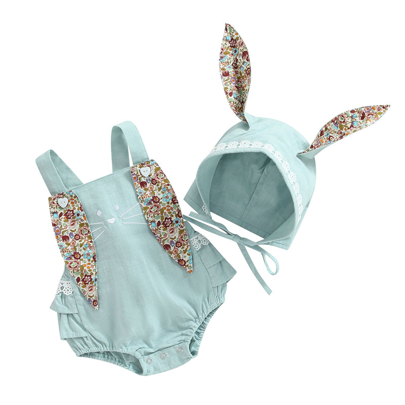 ma&baby 0-18M Easter Toddler Newborn Infant Baby Girl Romper Cute Floral Bunny Ear Rabbit Pompom Jumpsuit Overalls D01