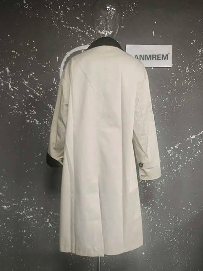 LANMREM Women Trench Coat Korean Style New Lapel Long Sleeve Loose Single Breasted Windbreaker Fashion Tide Spring 2025 2DE118