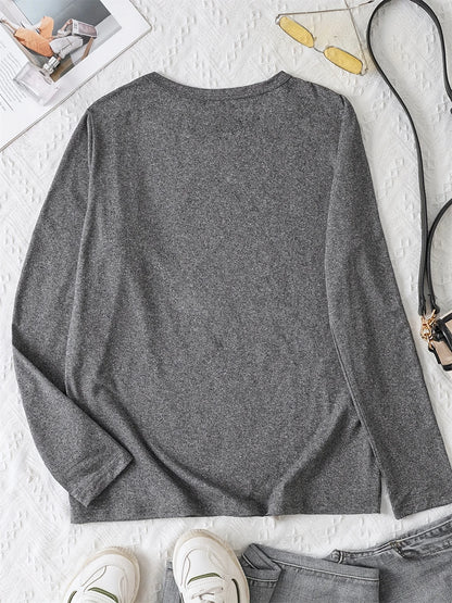 100% pure cotton women's spring and autumn loose comfortable eye pattern printed long sleeved round neck T-shirt