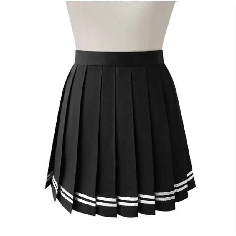 Vintage Korean Style Patchwork Skirt Harajuku JK Black Pleated Skirts Gothic Streetwear High Waist Mini Skirt Women Punk Skirt