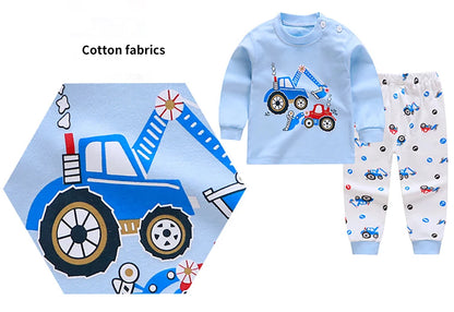 Spring Autumn Kids Pajamas Set Unisex Children Dino Bear Animal Cartoon Sleepwear Boys and Girls Homewear Casual Clothing 1-10Y