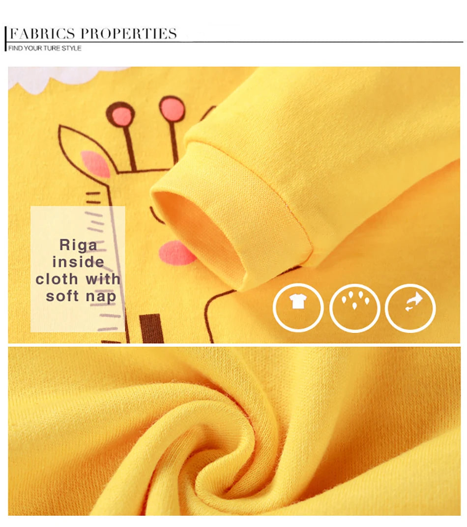 Spring Autumn Kids Pajamas Set Unisex Children Dino Bear Animal Cartoon Sleepwear Boys and Girls Homewear Casual Clothing 1-10Y