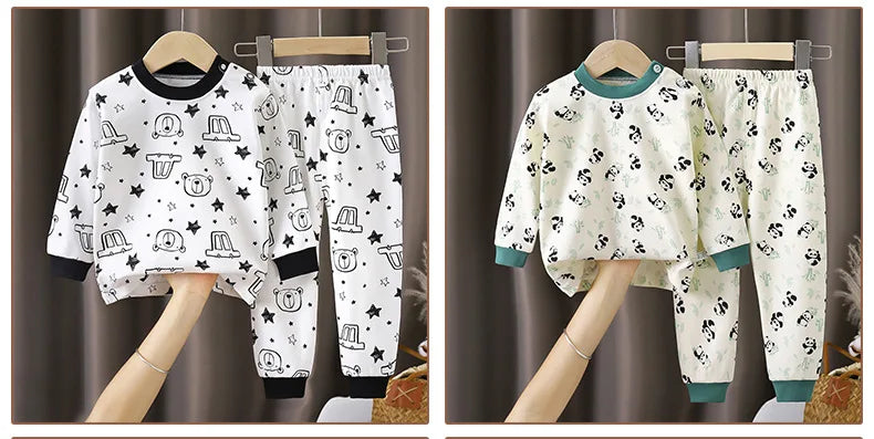 Kids Autumn Casual Pajamas Boys Girls Cute Cartoon Unicorn Long Sleeve T-Shirt + Pants Pyjamas Toddler Baby Warm Clothing Sets