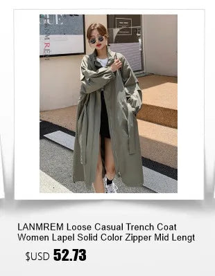 LANMREM Women Trench Coat Korean Style New Lapel Long Sleeve Loose Single Breasted Windbreaker Fashion Tide Spring 2025 2DE118