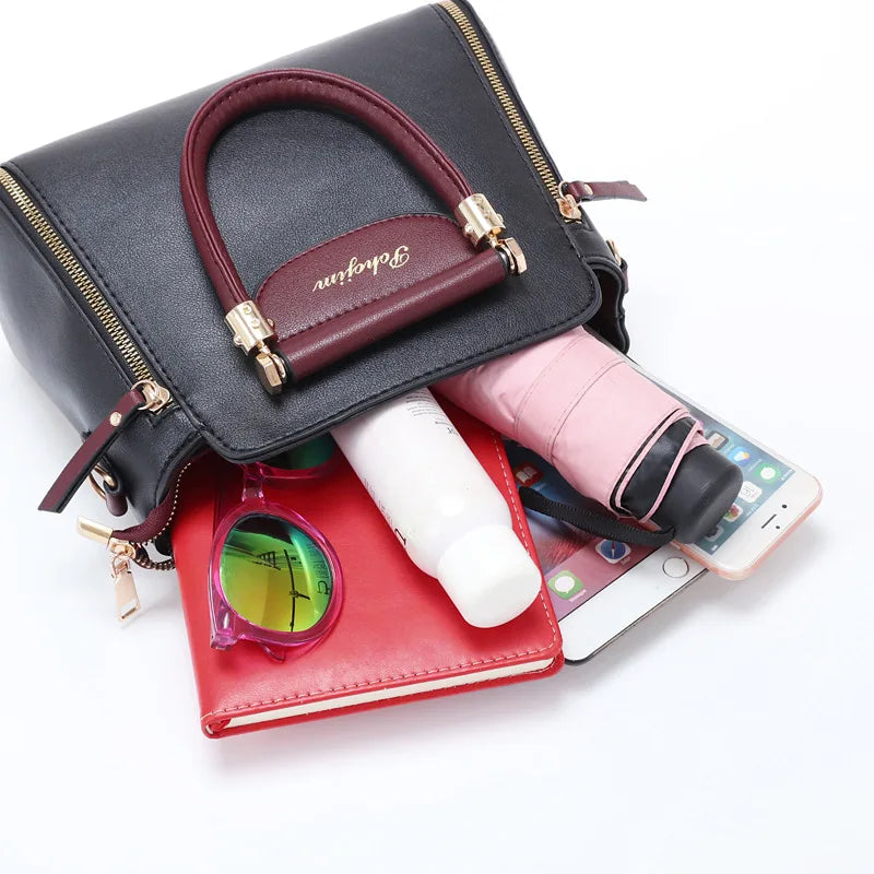 Women Color Block Handbag Large Capacity Tote Bag Fashion Shoulder Crossbody Bag Korean Style Purse
