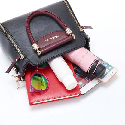 Women Color Block Handbag Large Capacity Tote Bag Fashion Shoulder Crossbody Bag Korean Style Purse