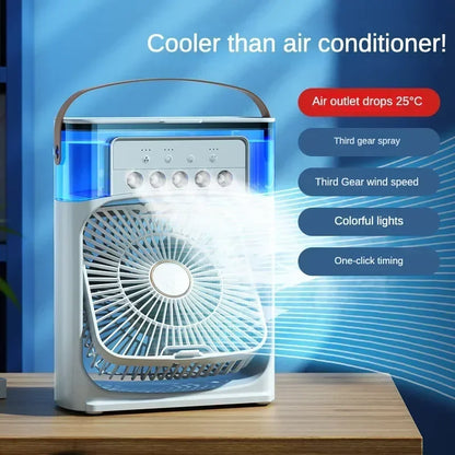Motorcycle 3 in 1 USB Mini Air Conditioner Portable Cooling Fan with Humidifier and Night Light for Home Office Desktop Amagi
