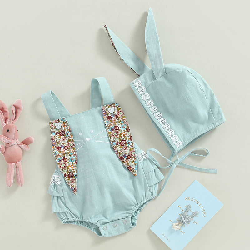 ma&baby 0-18M Easter Toddler Newborn Infant Baby Girl Romper Cute Floral Bunny Ear Rabbit Pompom Jumpsuit Overalls D01