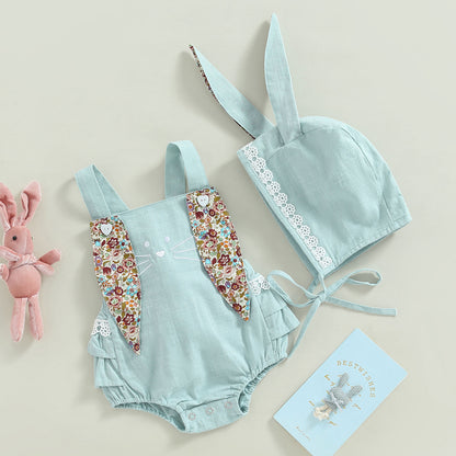 ma&baby 0-18M Easter Toddler Newborn Infant Baby Girl Romper Cute Floral Bunny Ear Rabbit Pompom Jumpsuit Overalls D01