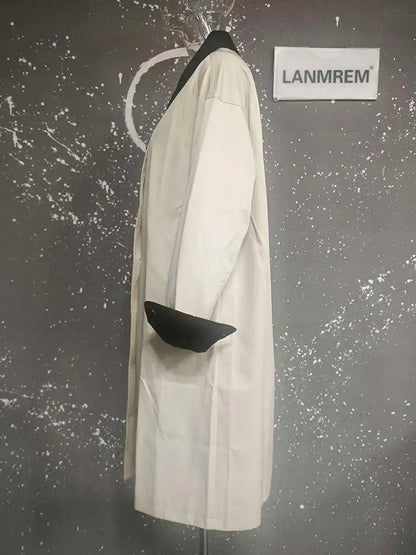 LANMREM Women Trench Coat Korean Style New Lapel Long Sleeve Loose Single Breasted Windbreaker Fashion Tide Spring 2025 2DE118