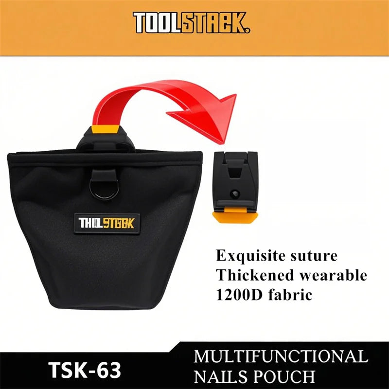 TOOLSTACK Multifunctional Nails Pouch High-Capacity Quick-hanging Waist Bag Nails & Screws Durable Waterproof Tool Storage Bag