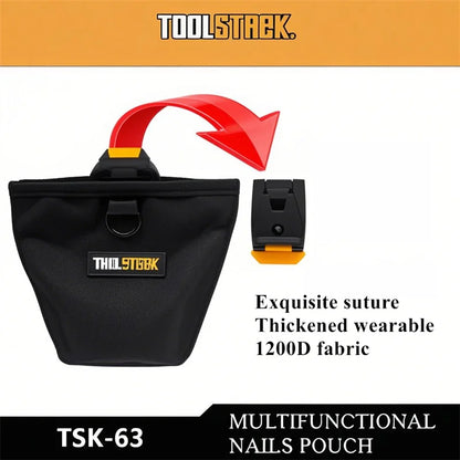 TOOLSTACK Multifunctional Nails Pouch High-Capacity Quick-hanging Waist Bag Nails & Screws Durable Waterproof Tool Storage Bag