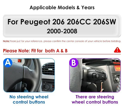 7862 Android Car Radio Player for Peugeot 206 206CC 206SW 2000 -2008 Car Stereo Multimedia Audio Wireless Carplay 7inch headunit