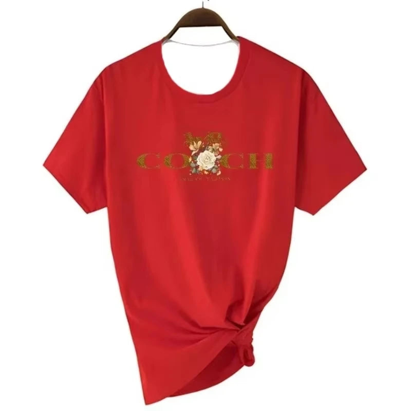 Spring/Summer 2026 Women's T-shirt Luxury Printed O-neck Top Pattern Short Sleeve Hip Hop T-shirt Women's Summer Alphabet