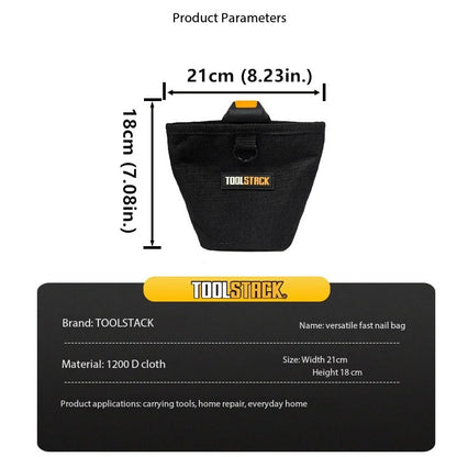 TOOLSTACK Multifunctional Nails Pouch High-Capacity Quick-hanging Waist Bag Nails & Screws Durable Waterproof Tool Storage Bag