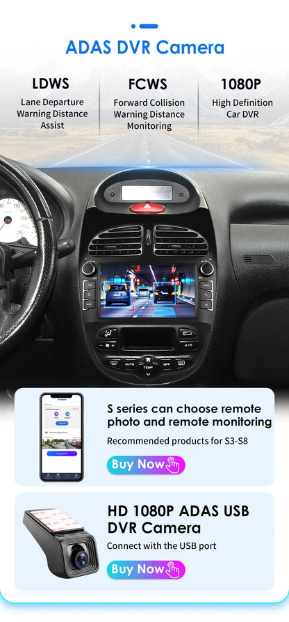 7862 Android Car Radio Player for Peugeot 206 206CC 206SW 2000 -2008 Car Stereo Multimedia Audio Wireless Carplay 7inch headunit