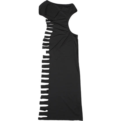 Spring 2026 Women's One Shoulder Cut Out Side Bodycon Maxi Dress Sexy Clubwear Party Dresses